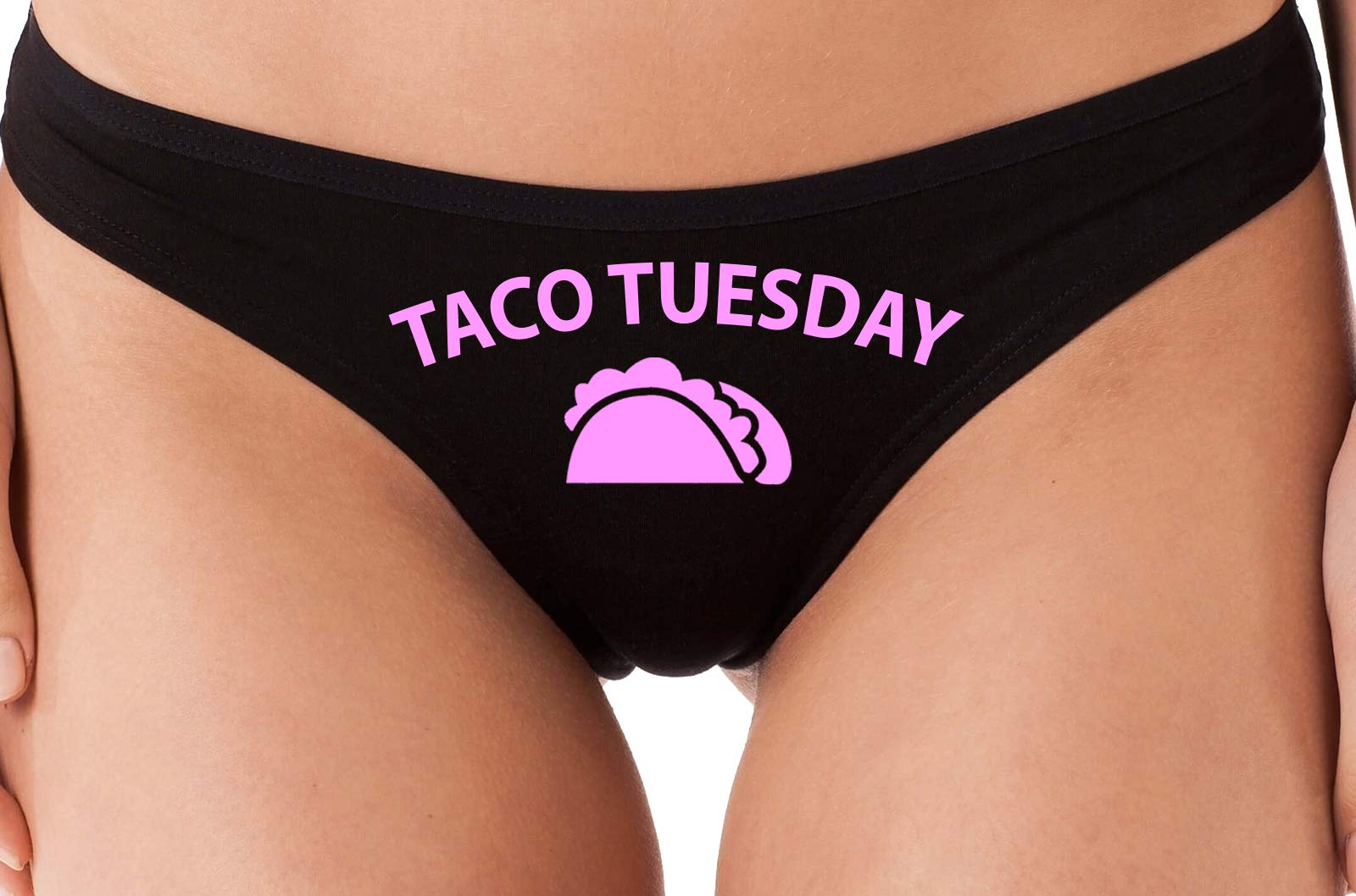Knaughty Knickers Eat My Taco Tuesday Lingerie - Sexy Black Thong Underwear for Oral Sex & Playful Couples Fun