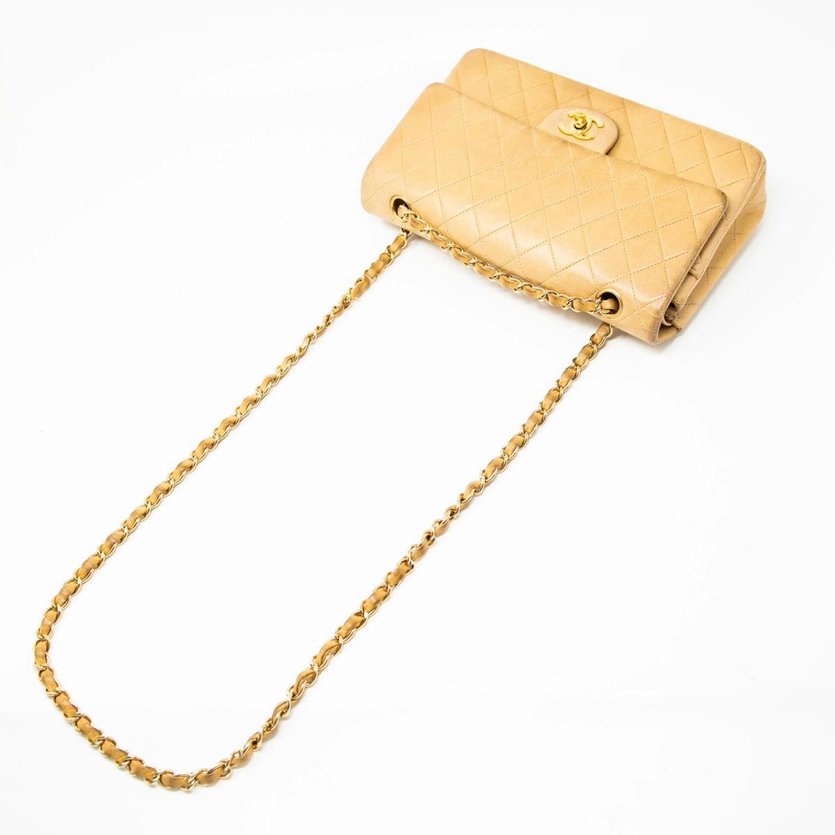 Chanel Beige Medium Vintage Classic Flap Bag - Timeless Luxury Handbag for Women | Perfect for Evening Events, Date Nights & Special Occasions