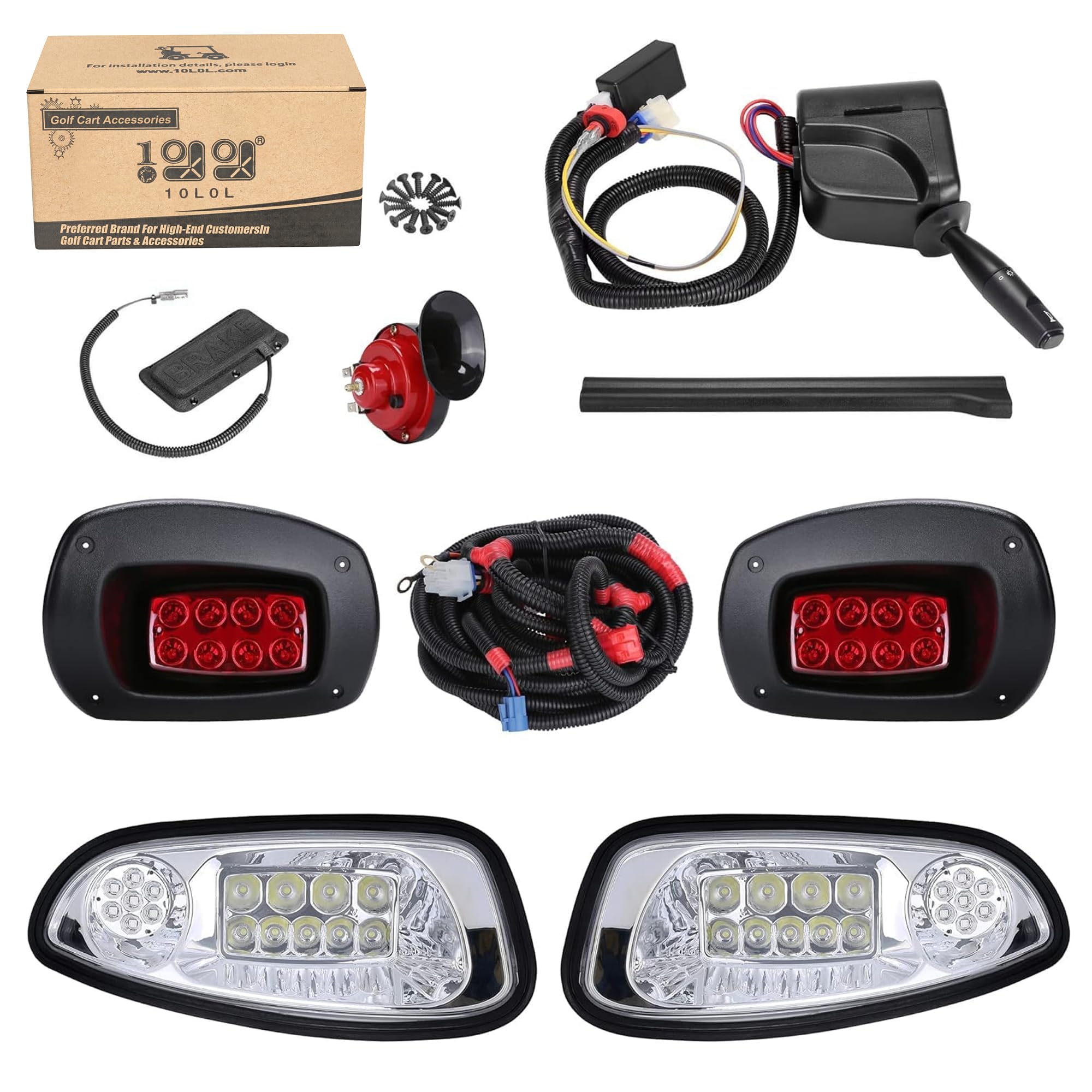 EZGO RXV 08-15 Golf Cart Lights Kit - 12V Headlights & Tail Lights with Turn Signals for Street Legal Use