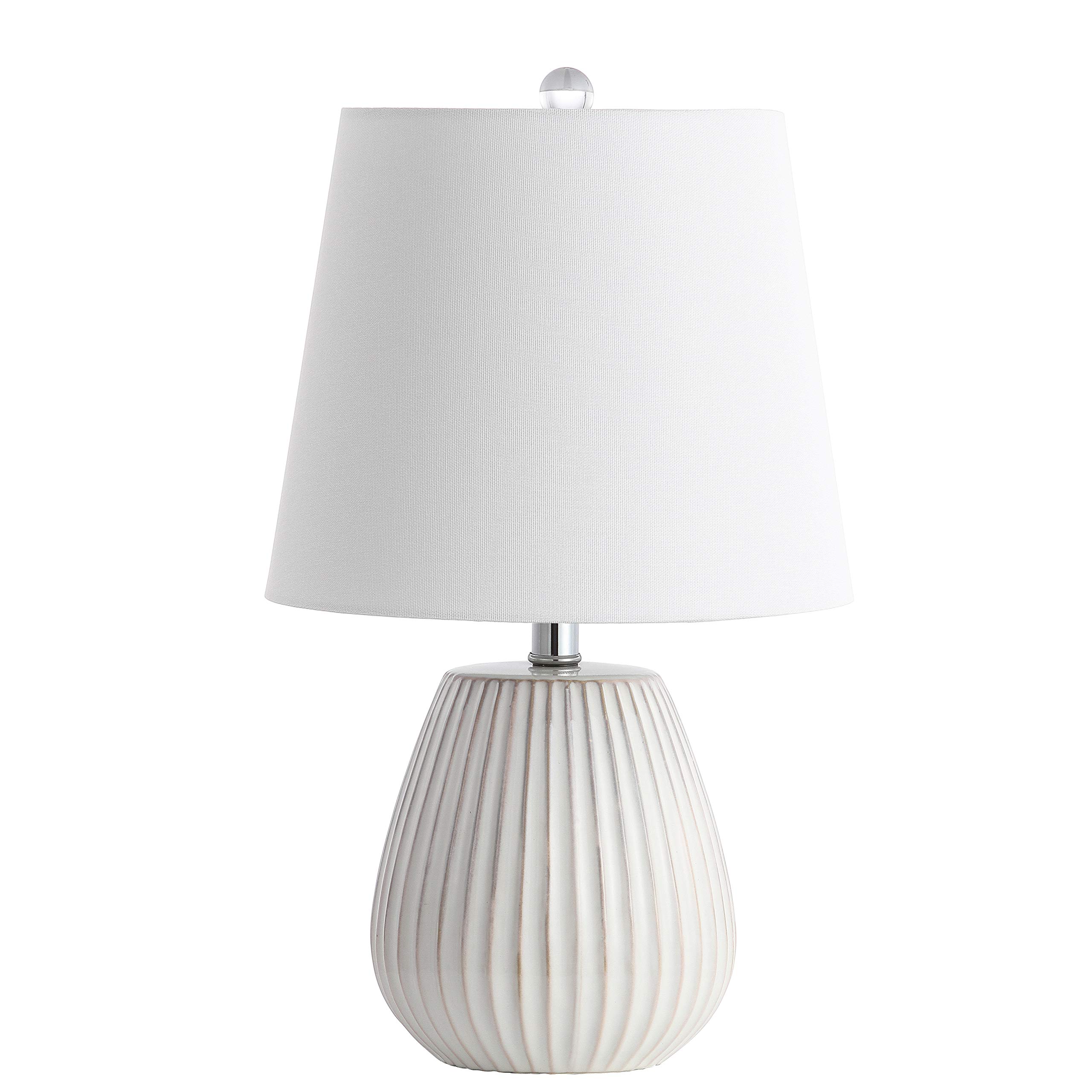SAFAVIEH Kole White 21-Inch Table Lamp Set of 2 with LED Bulbs - Modern Bedside Lighting for Bedroom, Living Room & Home Office - Perfect for Reading, Working & Creating Cozy Ambiance