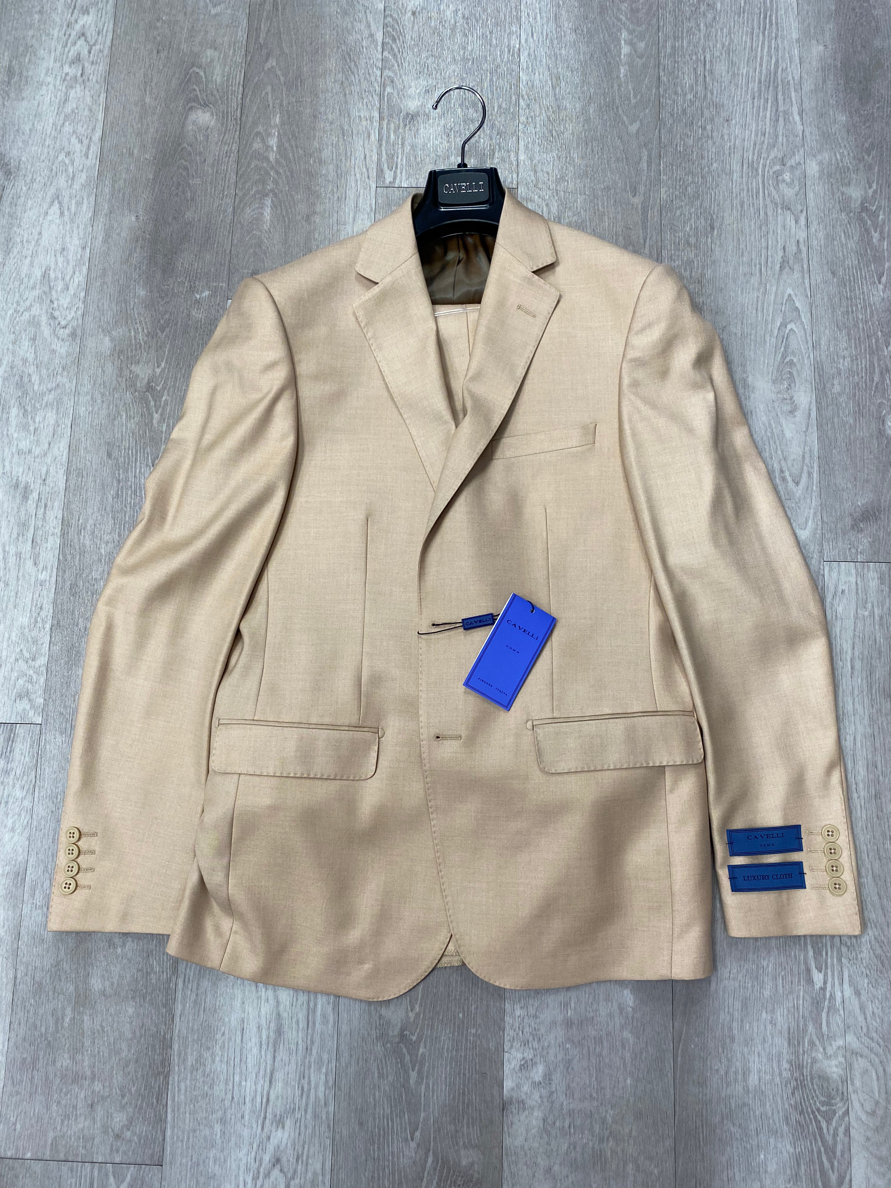 Cavelli Uomo Porto SLIM FIT Suit 1986/18 Light Brown | Men's Formal Business Attire | Perfect for Weddings, Office & Special Occasions