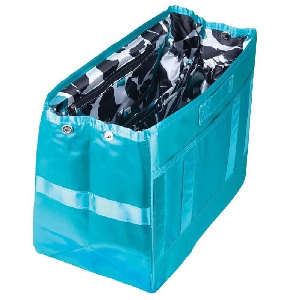 Stylish Teal Floral Tote Organizer - Perfect for Travel, Work, and Daily Essentials | Water-Resistant & Spacious Storage Bag