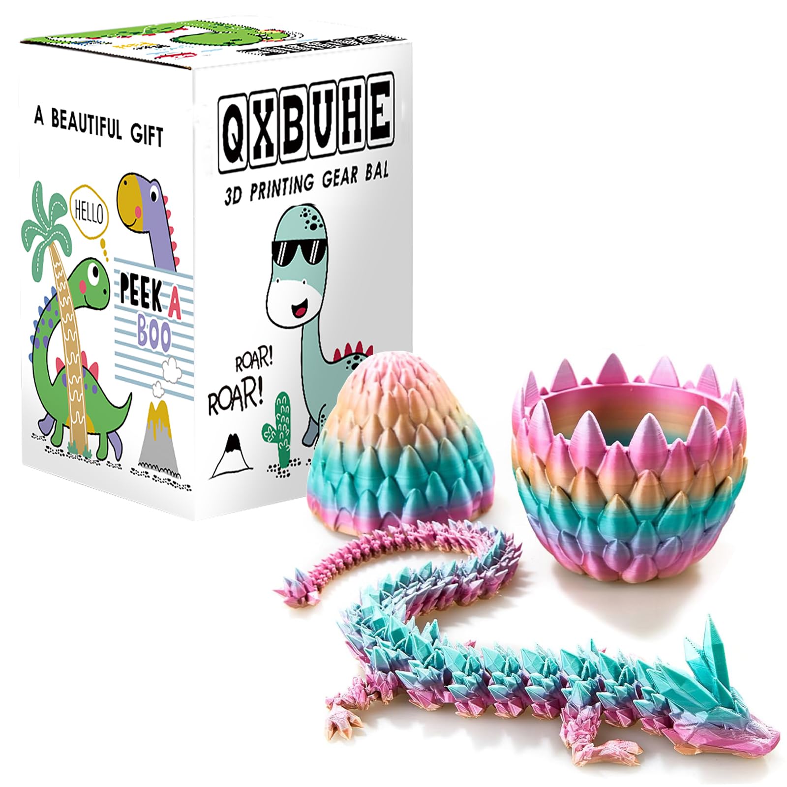 3D Printed Dragon Egg Fidget Toy - Rainbow Desk Decor for Autism/ADHD Relief
