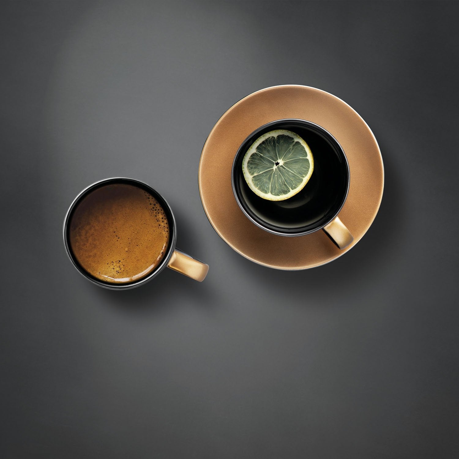 BergHOFF GEM Porcelain 3-Piece Coffee and Tea Set with Mug, Cup & Saucer in Elegant Black & Gold - Perfect for Home, Office or Gift Giving
