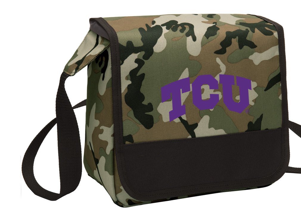 TCU Camo Lunch Bag - Insulated Texas Christian University Lunch Box with Shoulder Strap for School, Work & Outdoor Activities