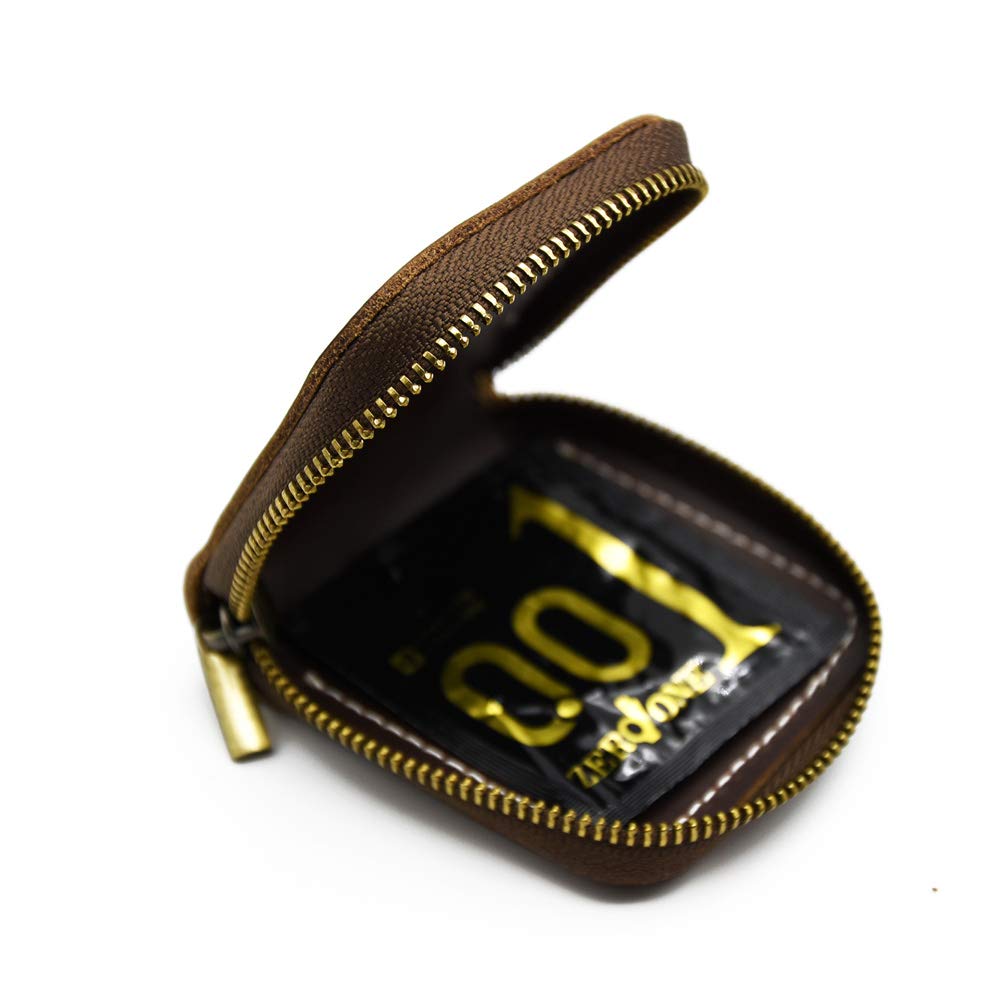 Vegan Leather Coin Purse with Zipper - Small Wallet for Men & Women - RFID Blocking Beaded Change Pouch for Cash, Cards & Coins | Perfect for Travel, Shopping & Everyday Use (Brown)