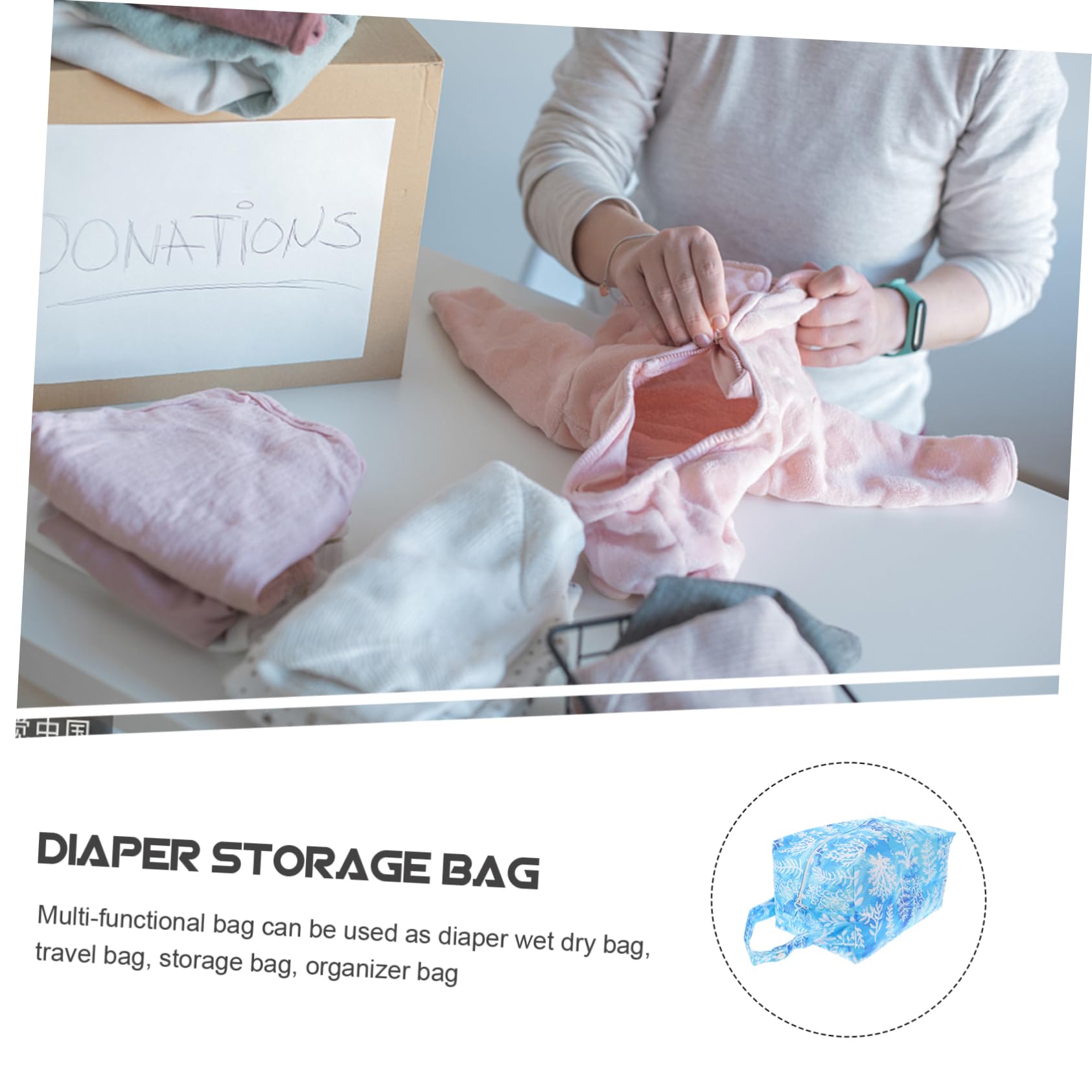 Wakauto Reusable Waterproof Storage Bag - Cloth Nappy & Wet Dry Bag for Baby Essentials, Travel & Outdoor Activities | Perfect for Diapers, Swimwear & Toiletries