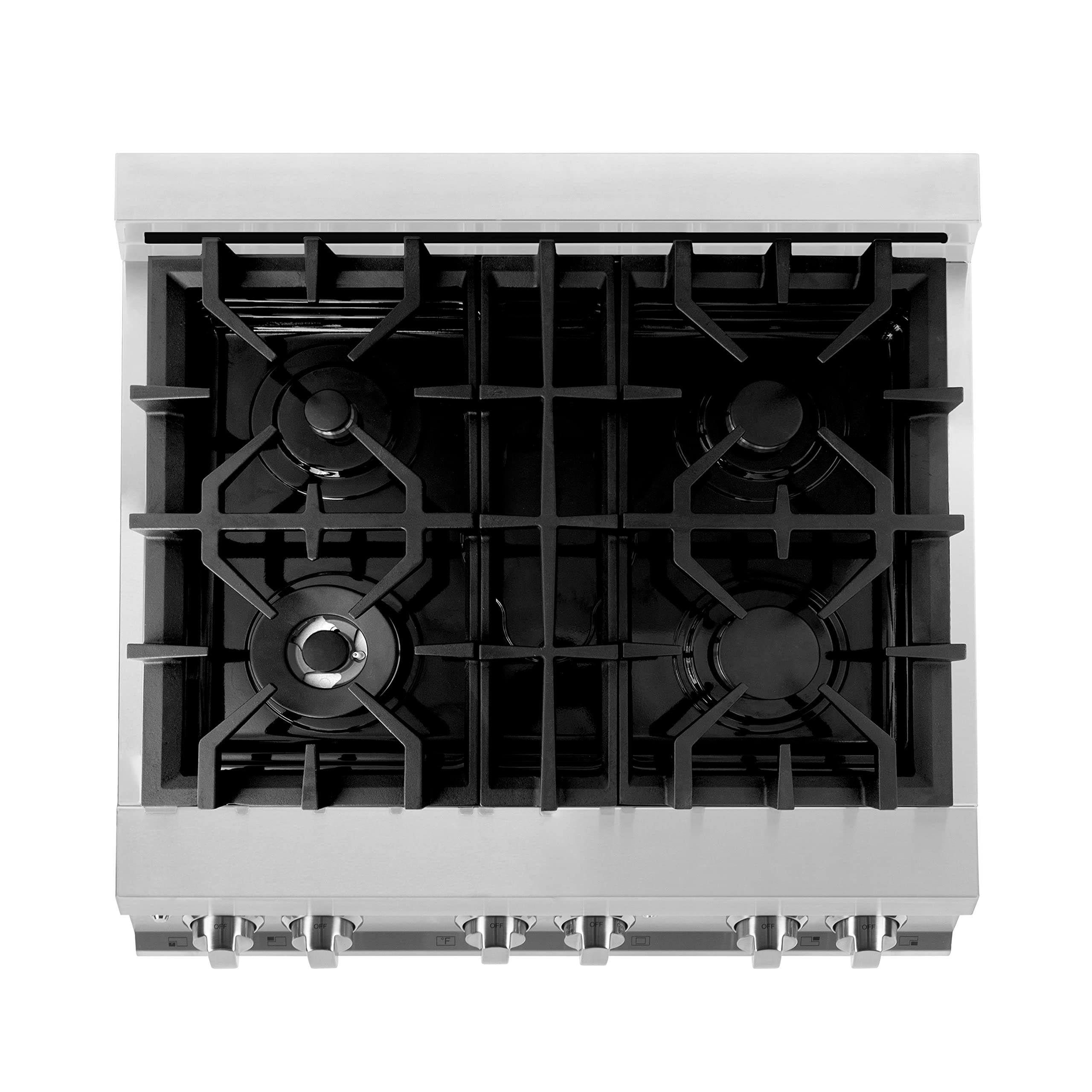 ZLINE 30-Inch 4.0 cu. ft. Dual Fuel Range - Stainless Steel Gas Stove with 4 Burners & Electric Convection Oven, Black Matte Door (RA-BLM-30) - Perfect for Home Kitchens & Professional Cooking