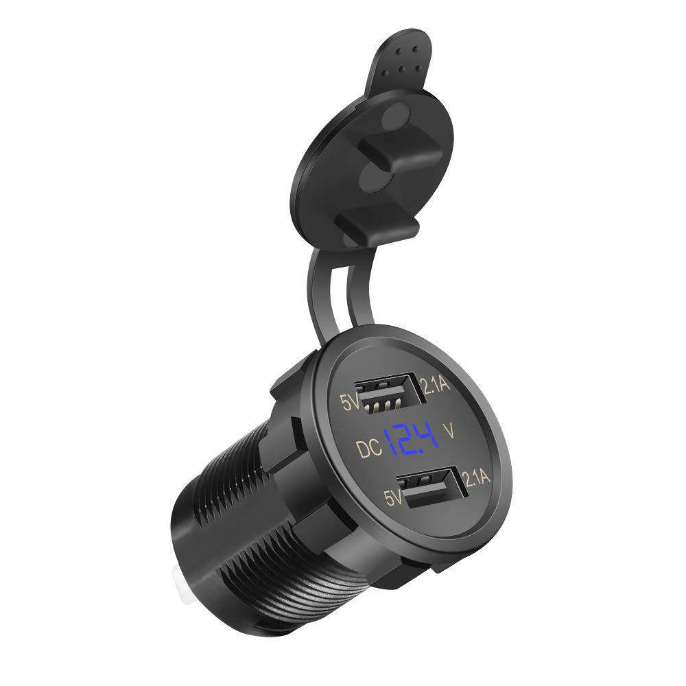 Waterproof Dual USB Car Charger with LED Indicator - Fast Charging for iPhone, Android & More - Perfect for Road Trips, Commuting & Travel