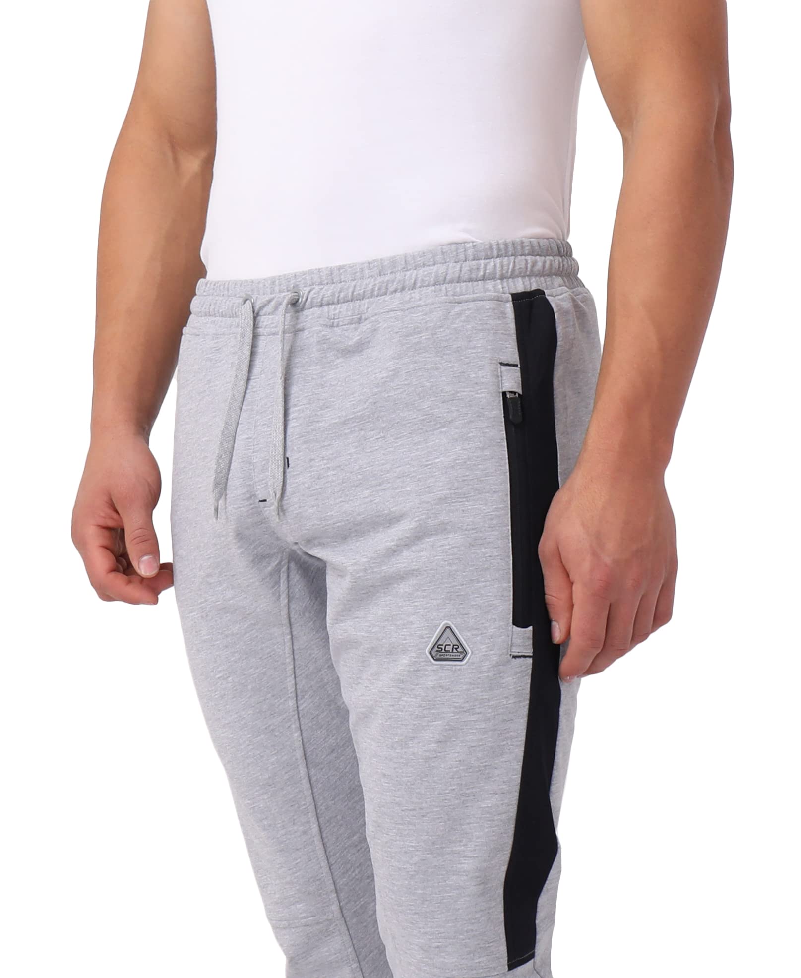 **SCR SPORTSWEAR Men's Tall Jogger Sweatpants - Athletic Workout Pants with Zipper Pockets for Running, Gym & Casual Wear**