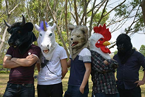 SHENGUS Unicorn Mask for Halloween Party - Moving Mouth Animal Simulation Mask, White - Perfect for Costume Parties, Carnival, Cosplay & Themed Events