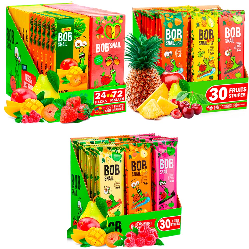BOB SNAIL Healthy Fruit Snacks - Organic Vegan Gummy Candy for Adults & Kids - Perfect for School Lunches, Road Trips & Office Snacks