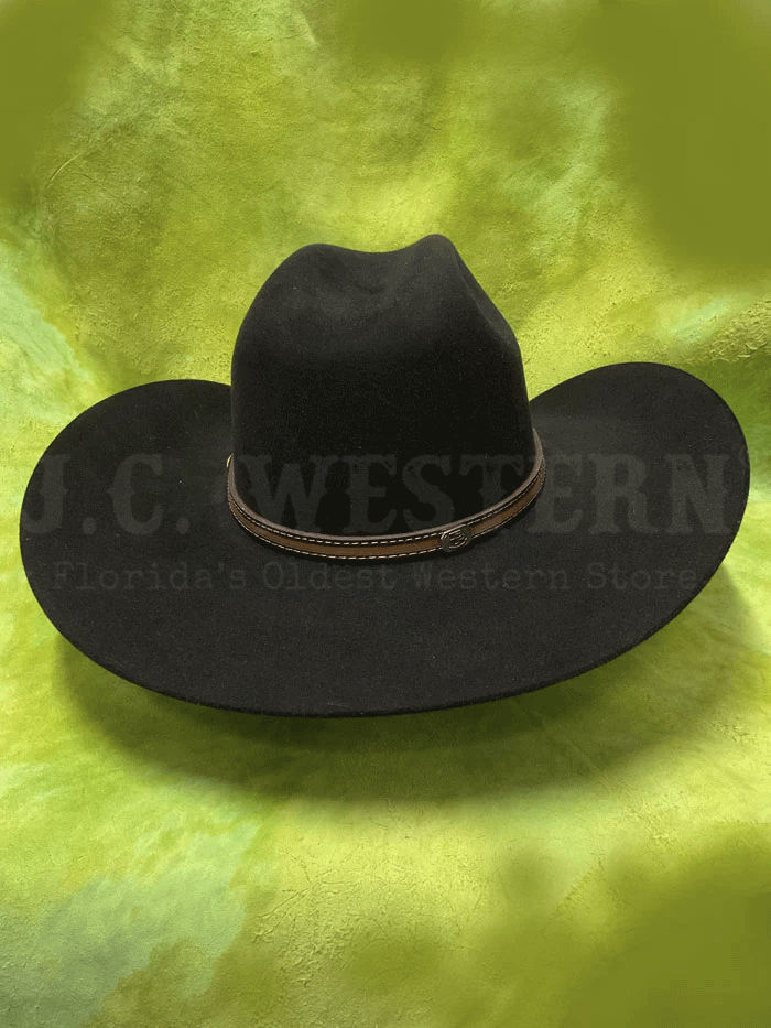 Justin JF0630CROW4402 6X Fur Felt Cowboy Hat - Black Bent Rail Crowell Style for Western Rodeo & Outdoor Adventures