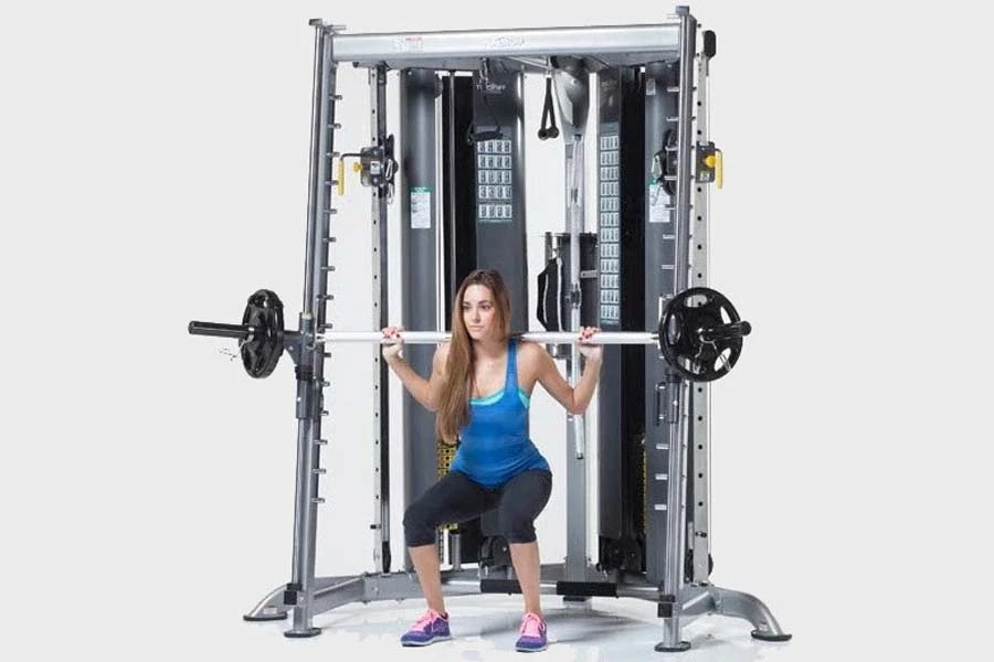 TuffStuff Evolution Corner Multi-Functional Trainer Home Gym System (CXT 200) with Smith Press Attachment (CXT 225) - Perfect for Full-Body Workouts at Home or Commercial Gyms
