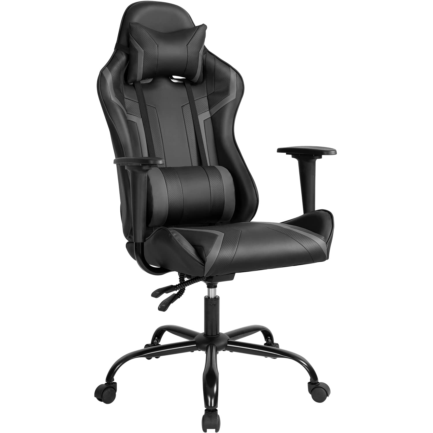 Ergonomic Gaming Chair - High Back PU Leather Office Chair with Lumbar Support, Racing Style Computer Desk Chair for Men, Women & Adults - Perfect for Home Office, Gaming Setup & Workstation (Black)