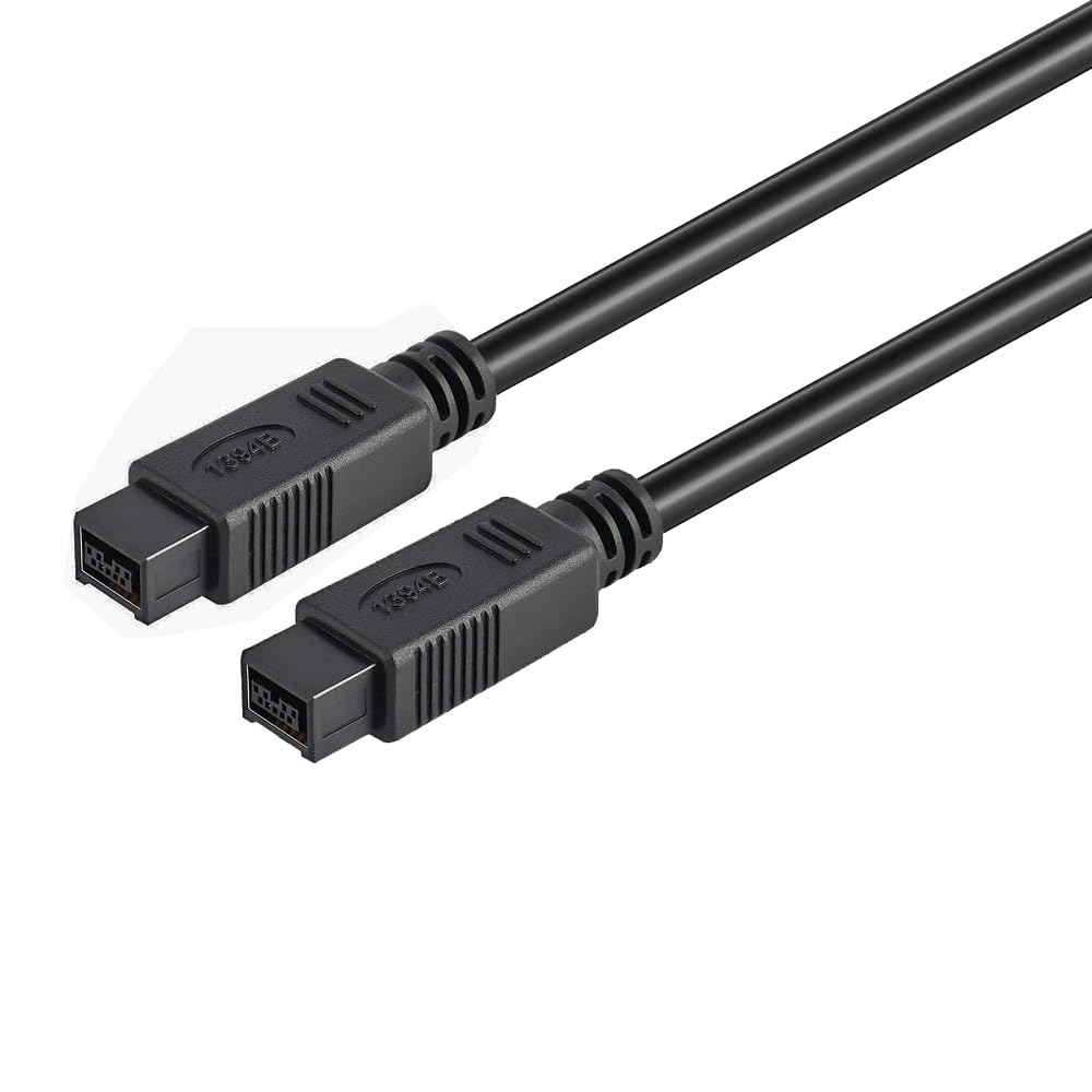 Firewire 800 Cable IEEE 1394 9Pin to 9Pin Male to Male 6ft for DV Camera, Digital Camcorder, Printer, Scanner & External Hard Drive | High-Speed Data Transfer for Professional Video Editing & Media Storage
