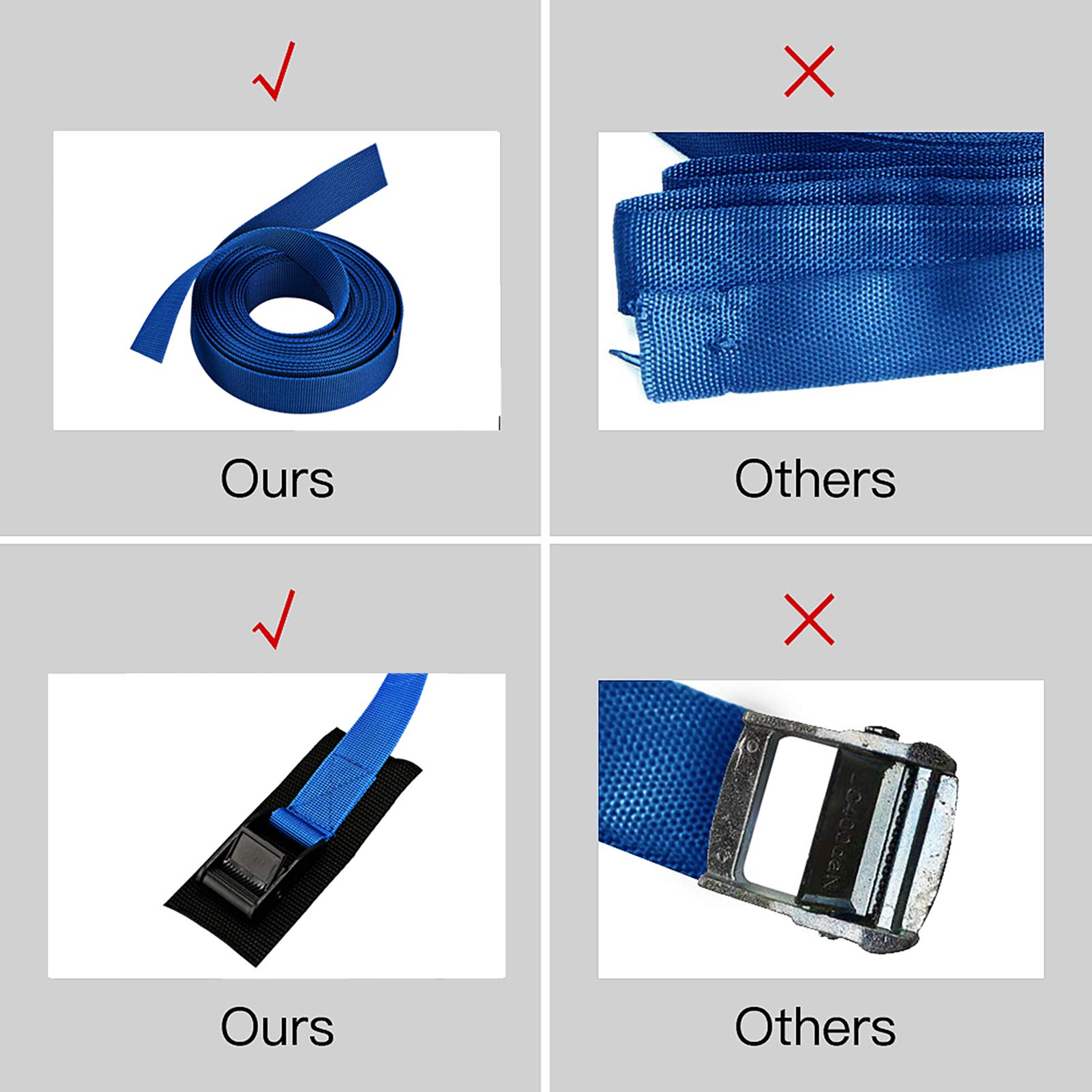 Heavy Duty 2-Pack Adjustable Ratchet Tie Down Straps with Cam Buckle - 16FT Cargo Straps for Trucks, Trailers, Motorcycles & Luggage - Secure Transport for Moving, Camping & Road Trips (Blue)