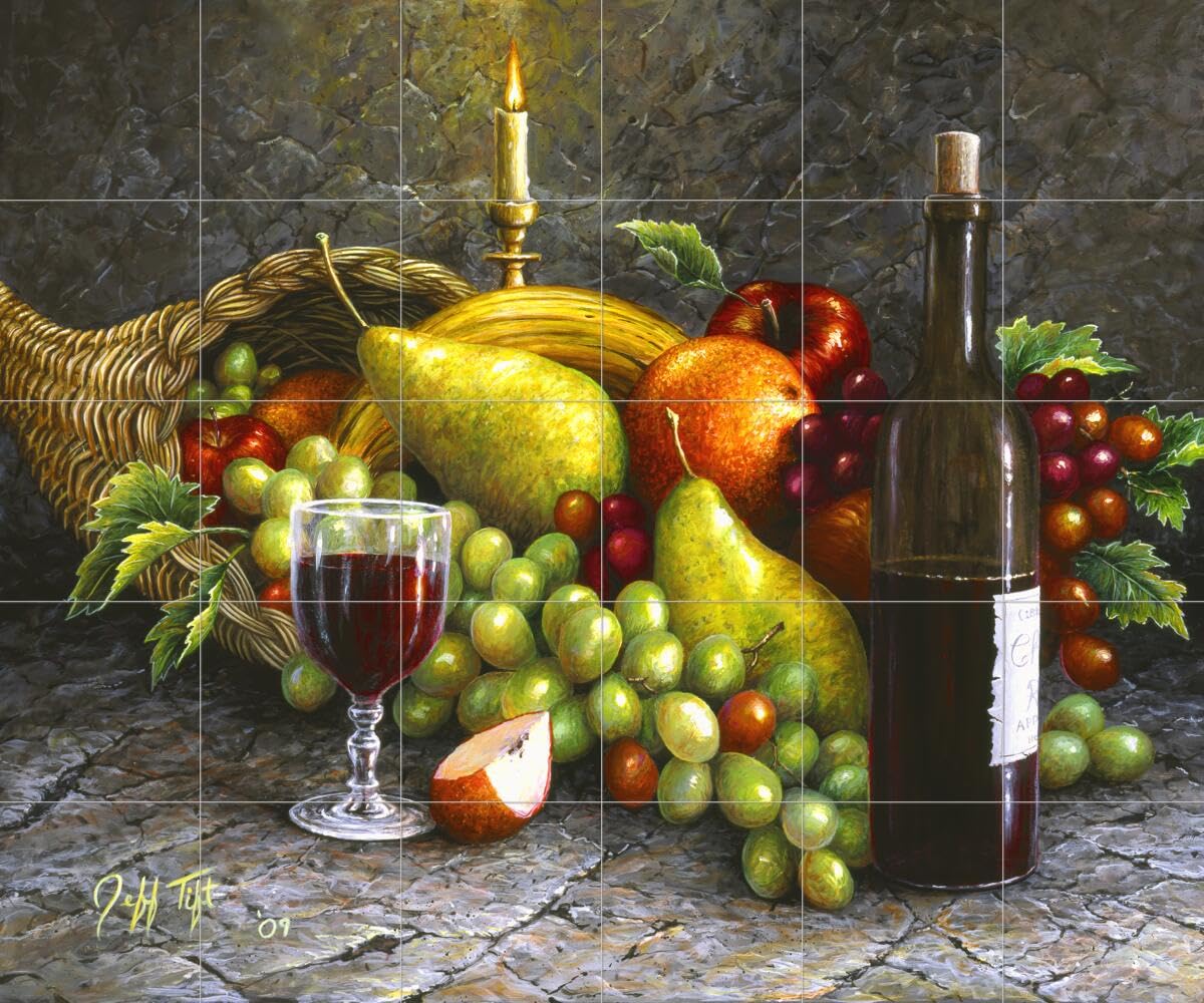 Vintage Ceramic Backsplash Tile Mural for Kitchen - Jeff Tift Design - Perfect for Farmhouse, Modern & Traditional Kitchen Decor