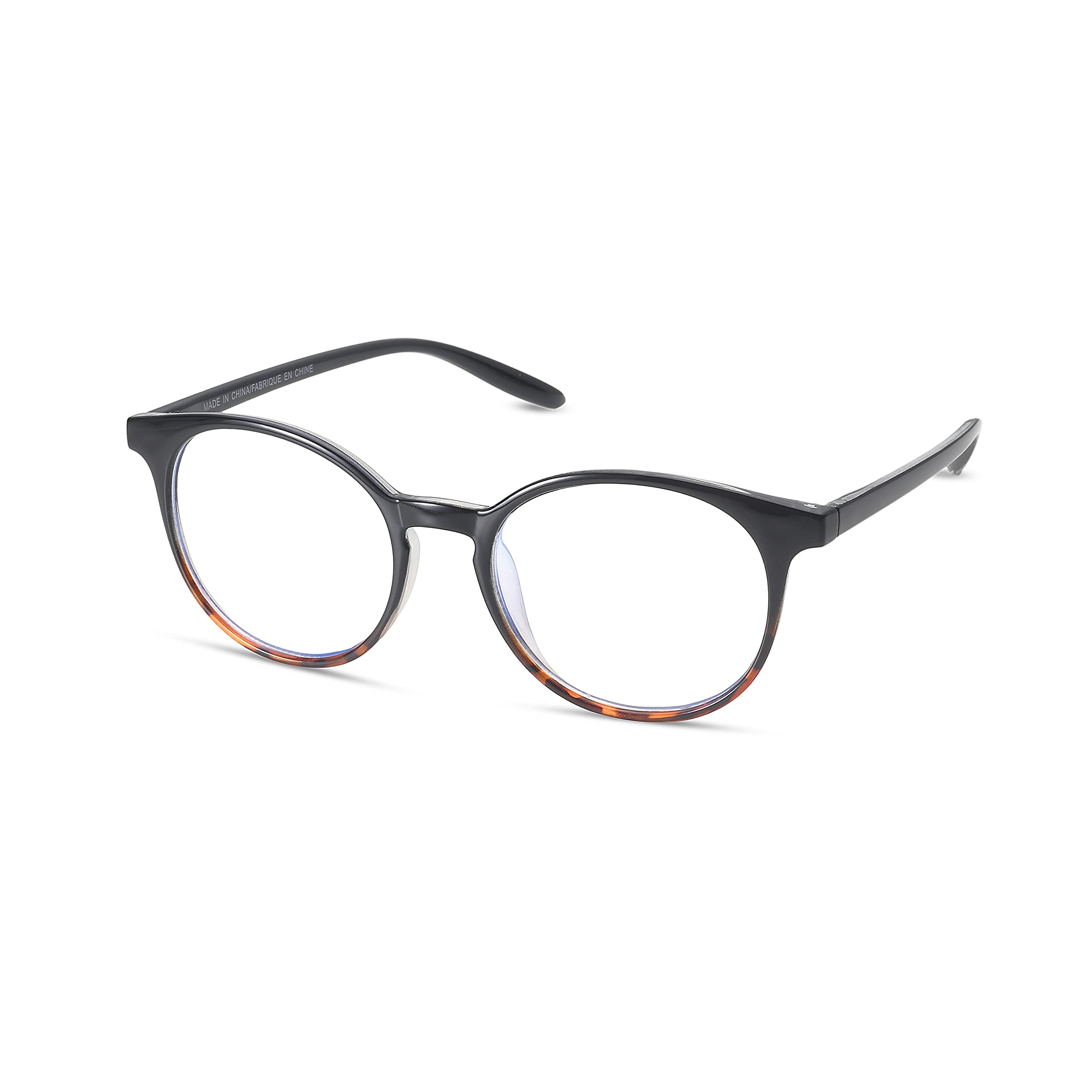 TWELVE Blue Light Blocking Glasses - UV & Blue Light Filter, Anti-Glare Computer Gaming Glasses, Reduce Digital Eye Strain, Non-Prescription Trendy Round Frame (Black Tortoise - Rory) - Perfect for Office Work, Online Classes & Nighttime Screen Use