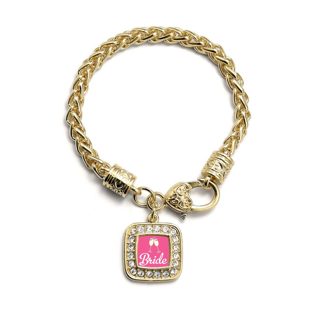 Elegant Gold Square Charm Bracelet with Cubic Zirconia - Sterling Silver Jewelry for Women | Perfect for Parties, Weddings & Everyday Wear