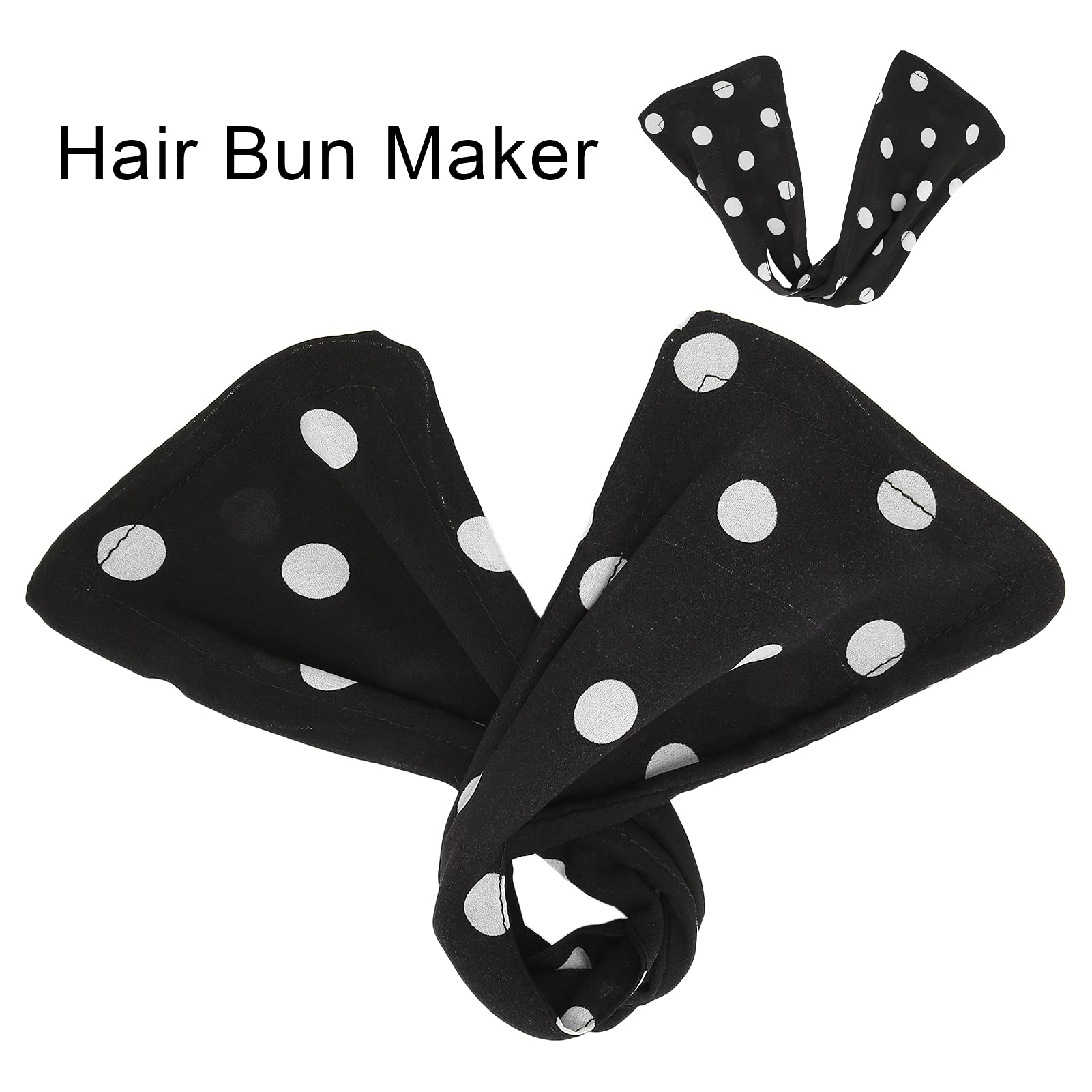 Cigemay Hair Bun Maker - 13.8 X 3.9 Inch Fabric Hair Styler for Women & Girls | Durable Cloth Material for Everyday Use, Parties & Special Occasions | Quick & Easy Updo Hairstyle Tool (Black Dots)