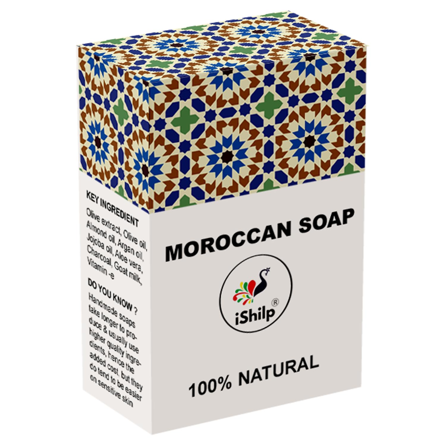 iShilp Moroccan Black Soap Pack of 2 - Natural Skin Care Soap with Vitamin E for Men & Women | Exfoliating & Moisturizing Body Wash for Spa, Shower & Daily Cleansing