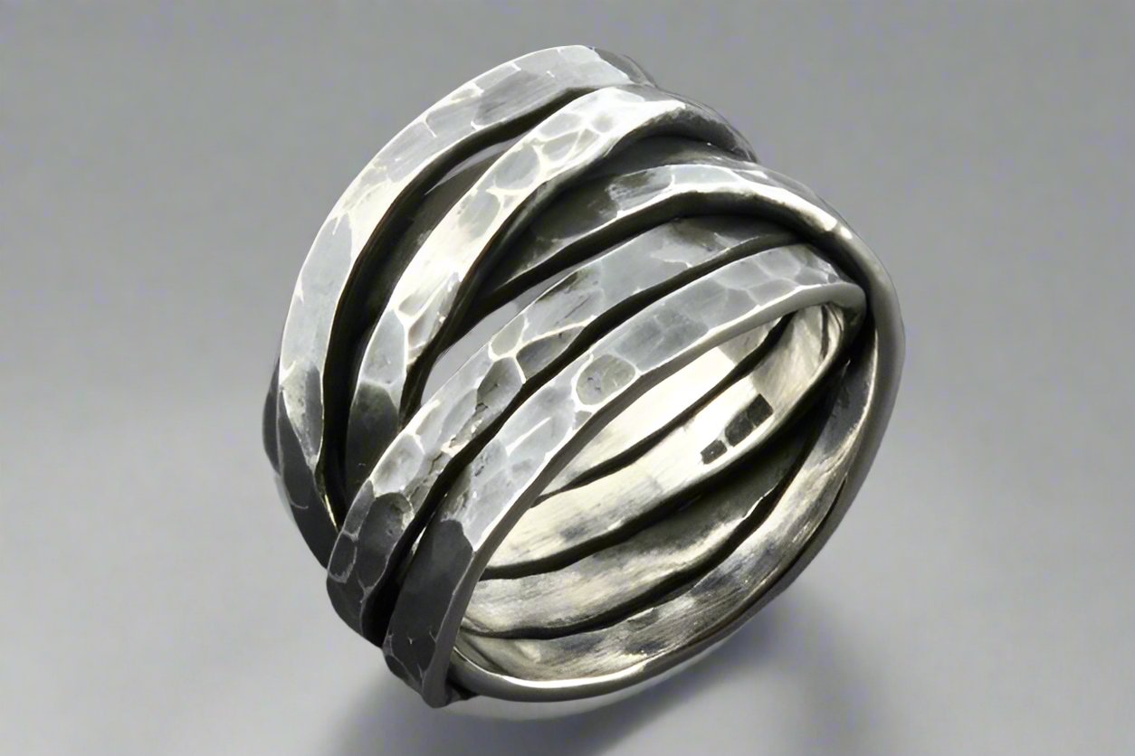 Flat Hammered Knot Ring - Oxidized Sterling Silver Jewelry for Women, Boho Style Handmade Ring - Perfect for Everyday Wear, Gifts & Special Occasions
