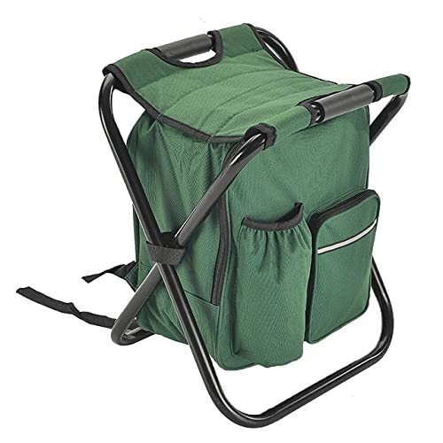 Portable Folding Camping Chair with Cooler & Tackle Bag - Lightweight Backpack Fishing Stool for Hiking, Picnic, and Outdoor Adventures (Type A, Green) - Perfect for Beach, Camping, and Tailgating