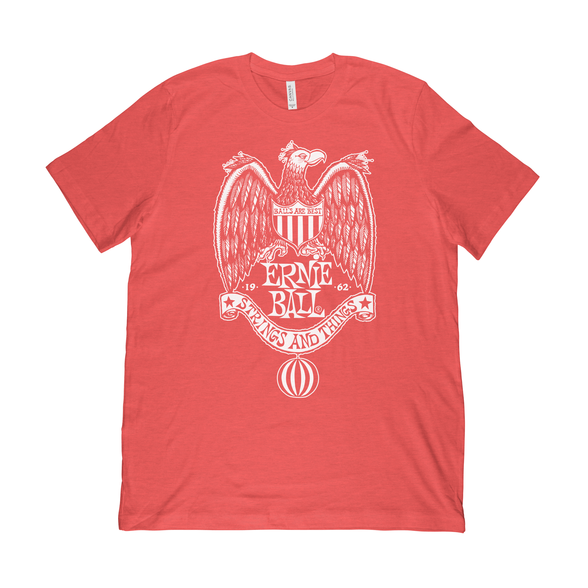 Ernie Ball 1962 Strings & Things Red Cotton T-Shirt for Men - 2XL Size - Vintage Music Band Tee - Perfect for Concerts, Gifts & Casual Wear