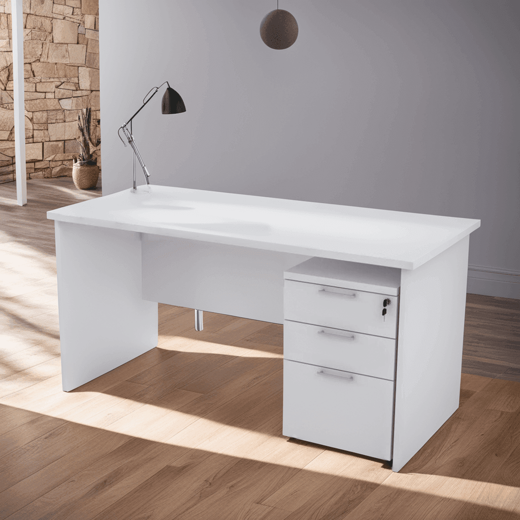 Guinevere Study Desk with Mobile Pedestal - 59 Inch Large Writing Table for Home Office, Student Study, and Remote Work - Perfect for Small Spaces & Modern Workspaces