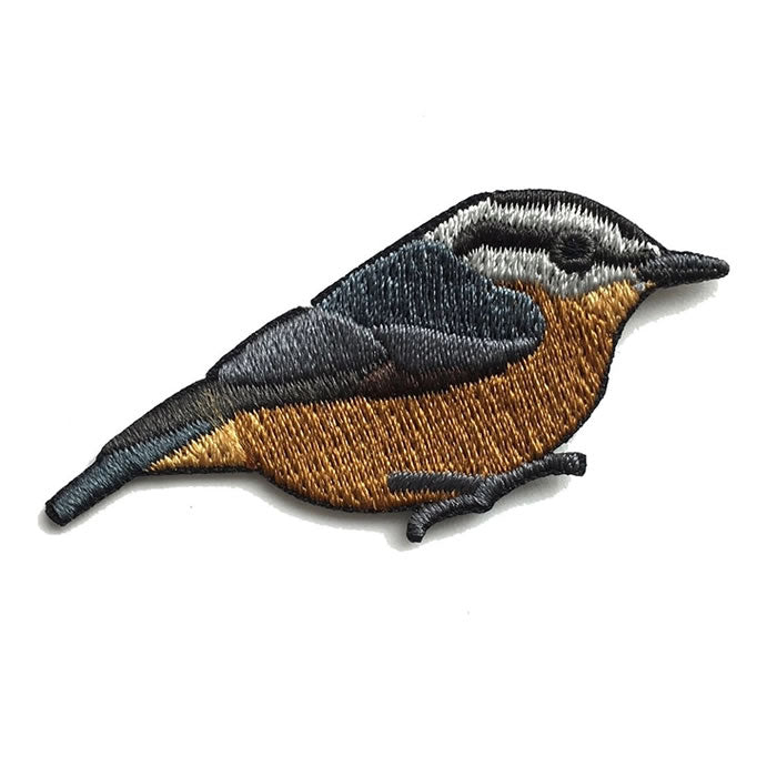 Bird Collective Red Breasted Nuthatch Iron-On Patch - Cute Embroidered Bird Badge for Jackets, Hats & Backpacks - Perfect for Nature Lovers & Outdoor Enthusiasts