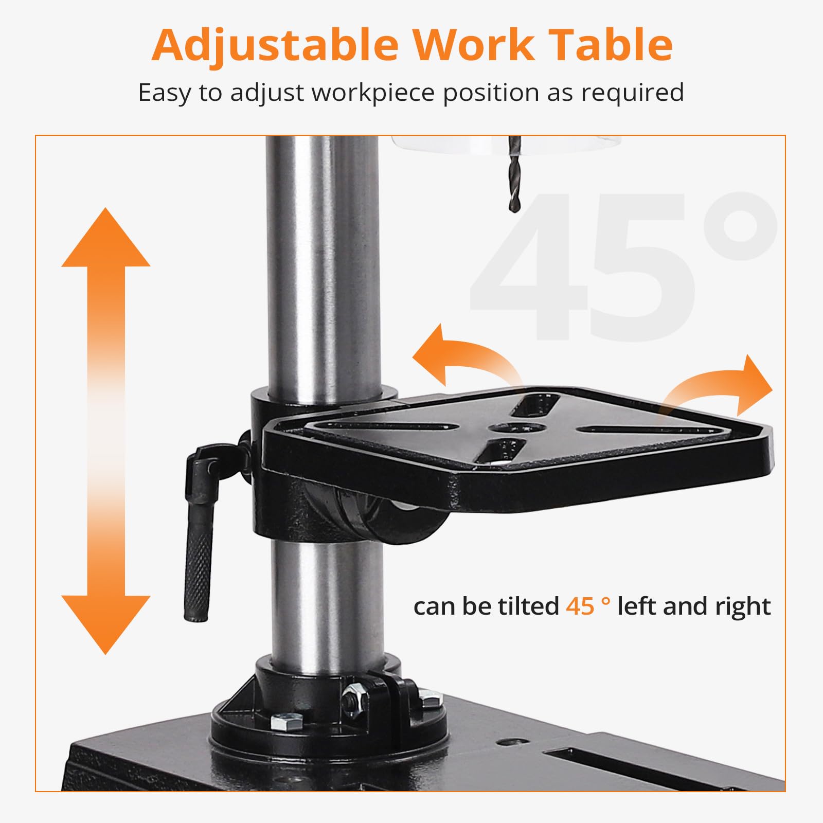 8 Inch Benchtop Drill Press - 2.5Amp 5-Speed Adjustable Drill Machine with 0-45° Tilting Table | Perfect for Woodworking, Metal Drilling & DIY Projects