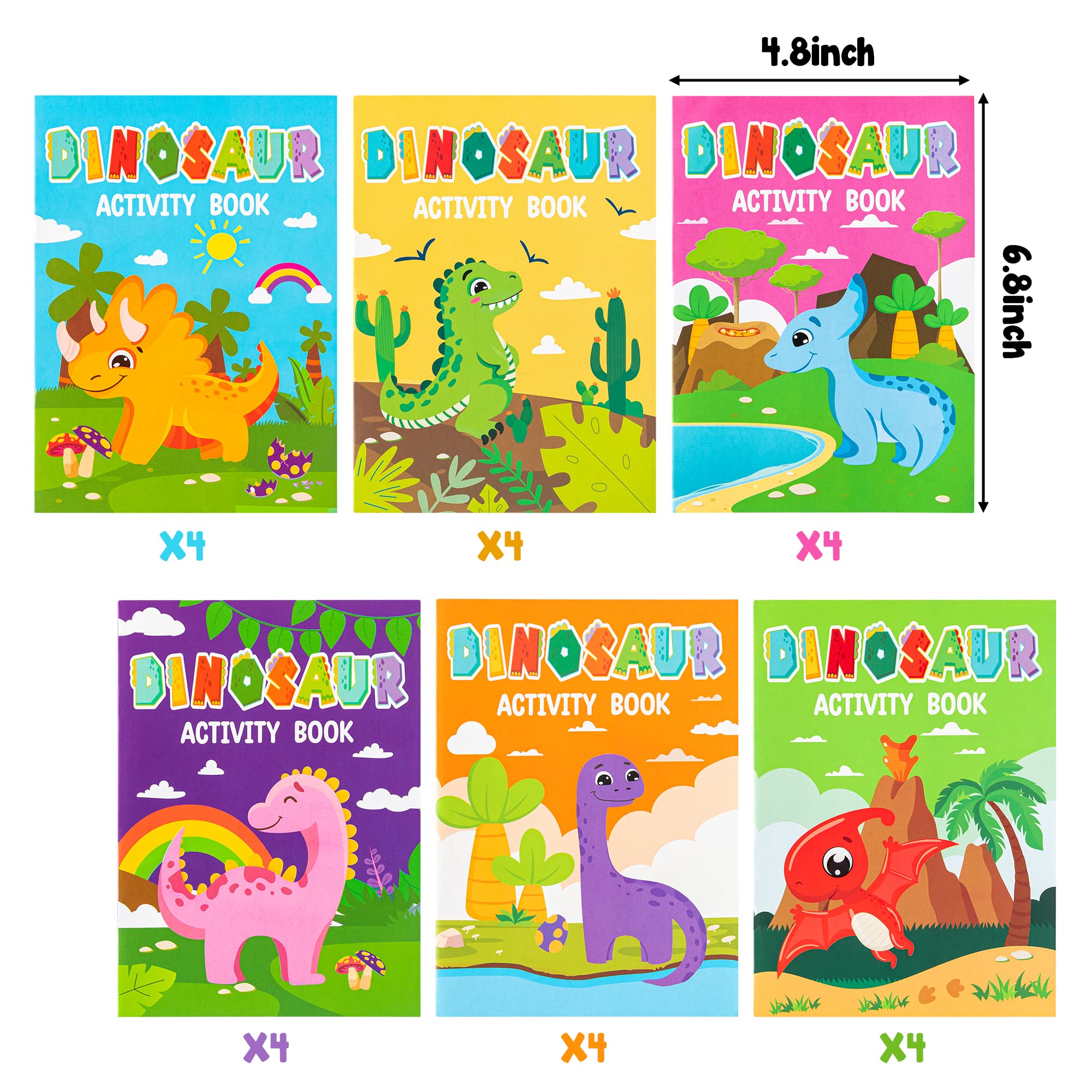 JAPBOR 24-Piece Dinosaur Coloring Book Set for Kids - Mini Art Activity Pages, Drawing Booklet, Party Favors, Birthday Party Supplies, Bulk Goodie Bag Fillers | Perfect for Birthday Parties, Classroom Activities, Travel Entertainment & Creative Play