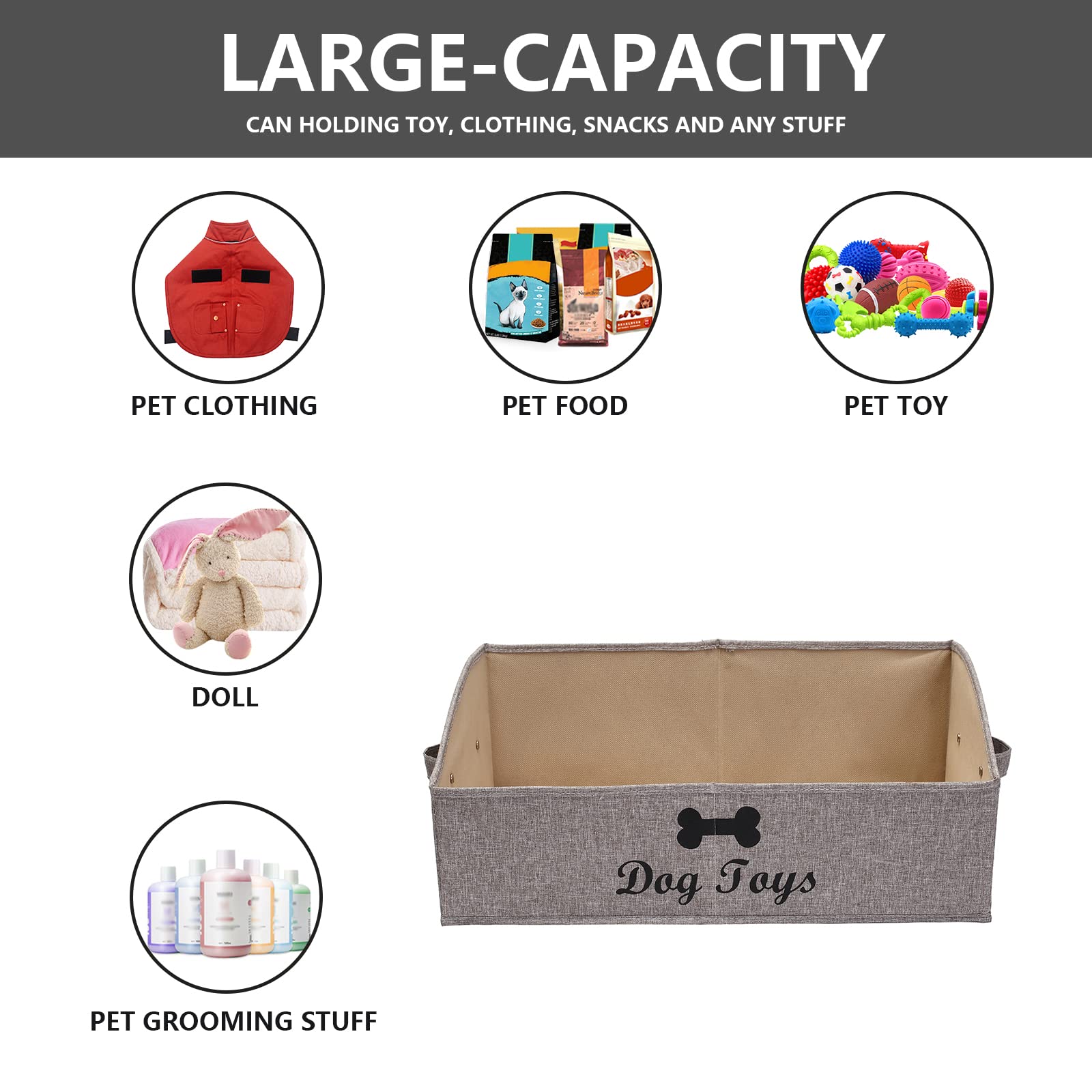 Morezi Dog Toy Storage Basket - Organizer for Pet Toys, Blankets, Leashes & Chew Toys - Perfect for Living Room, Playroom, Closet or Shelf - Snow Brown Gift Basket for Dogs - Great for Home Organization & Pet Play Areas
