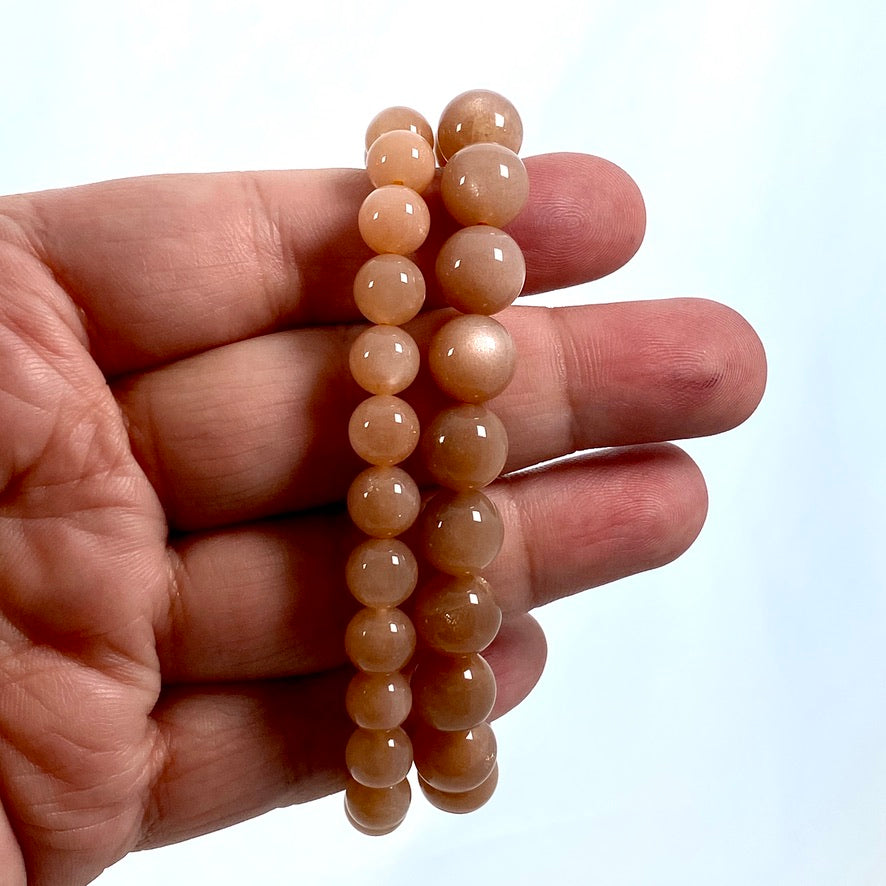 Moonstone (Peach) Healing Crystal Bracelet for Women - Natural Gemstone Jewelry for Meditation, Yoga & Positive Energy