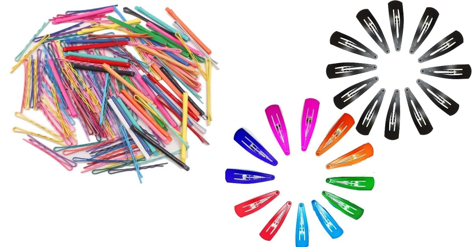 44-Piece Cute & Stylish Hair Accessories Set for Women & Girls - Bobby Pins, Tic Tac Hair Clips in Black & Assorted Colors | Perfect for School, Parties, Weddings & Everyday Styling