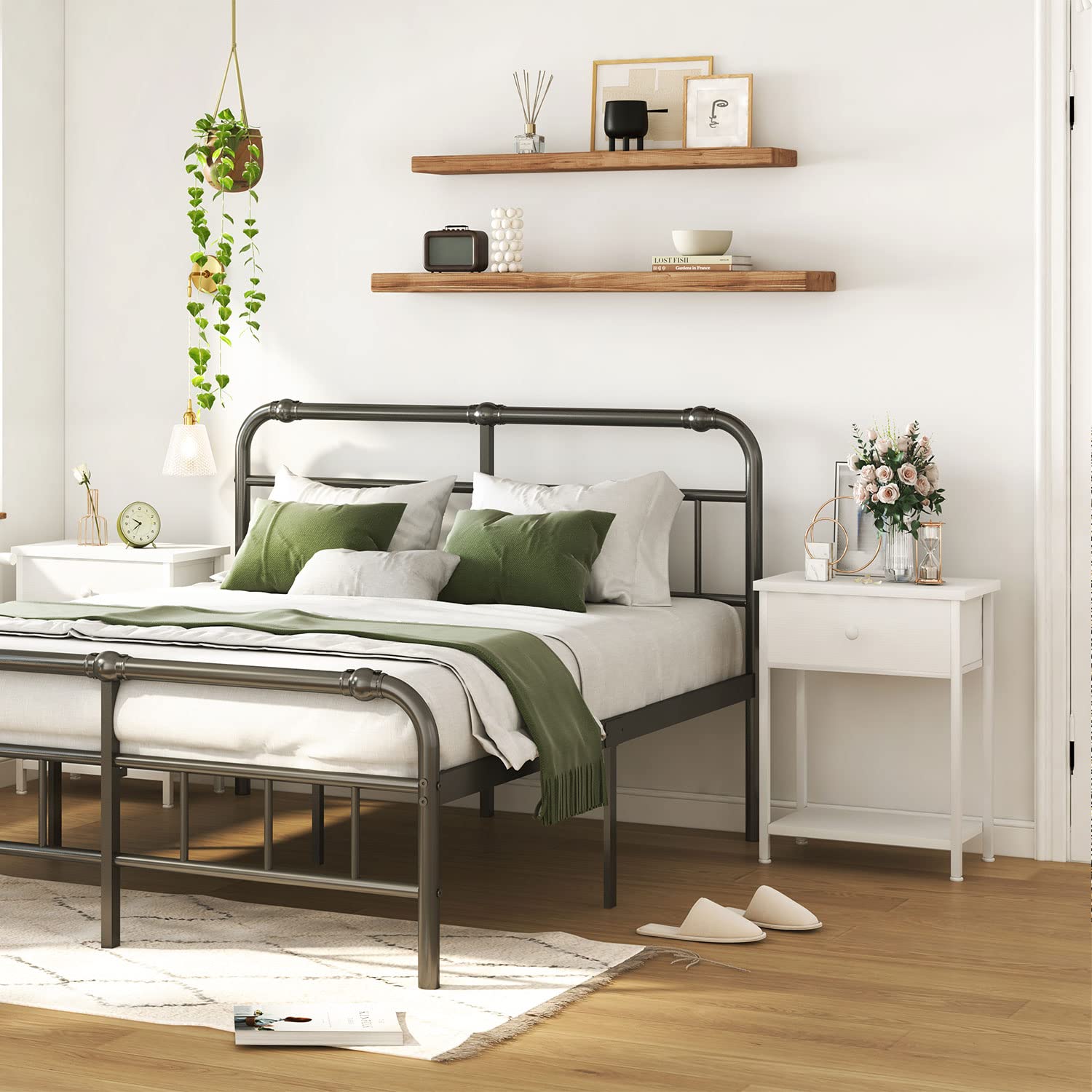 Modern White Nightstands Set of 2 - Small Bedside Tables with Drawer & Shelf Storage - Perfect for Bedroom, Dorm, Apartment - Compact End Tables for Small Spaces & Nighttime Essentials Organization