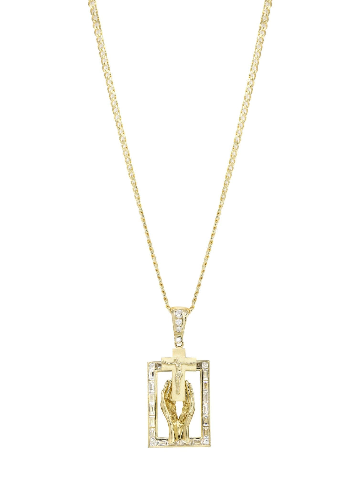10K Yellow Gold Praying Hands Pendant Necklace | 33 Grams | Religious Jewelry for Prayer, Gifts & Special Occasions