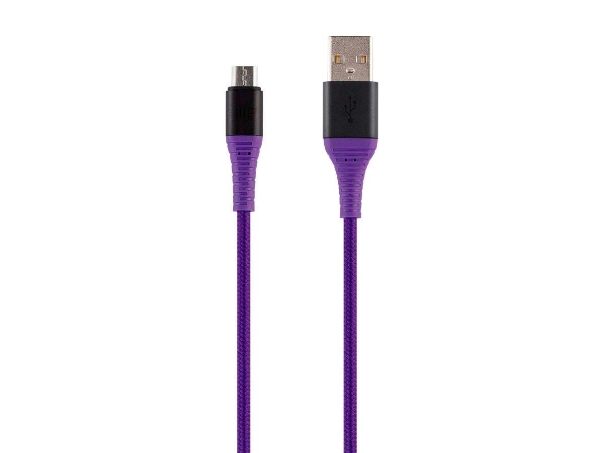 Monoprice USB 2.0 Micro B to Type-A Charging & Sync Cable - 6ft Kevlar Nylon Braided, Purple (AtlasFlex Series) - Fast Charging for Smartphones, Tablets, and More