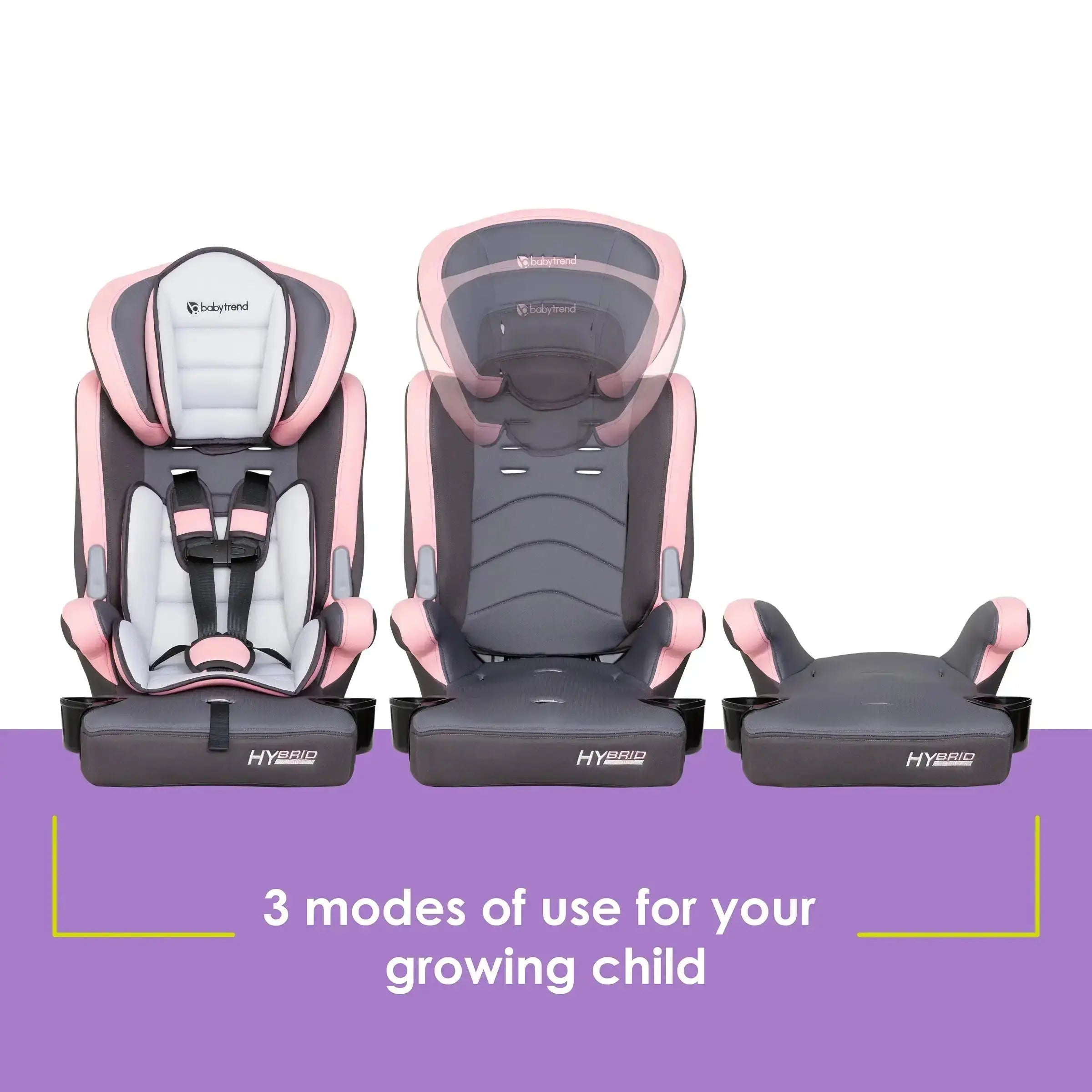Hybrid™ 3-in-1 Convertible Car Seat - Safe & Comfortable Booster for Toddlers to Big Kids - Perfect for Travel, School & Family Road Trips