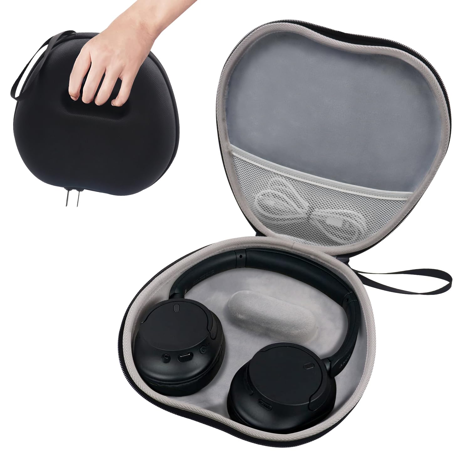 Sony WH-CH720N/WH-CH520 Headphone Case - Protective Travel Storage Bag for WH-CH720N/WH-CH520 & AirPods Max Headphones (Black) | Perfect for Travel, Commuting & Home Storage