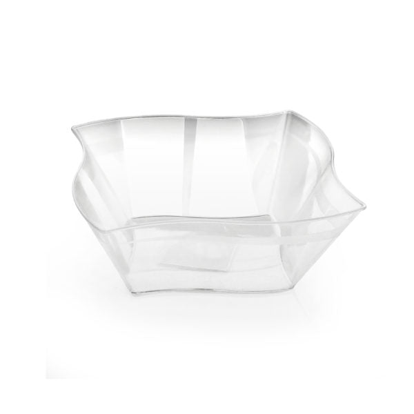 Wave Clear Salad Bowl Set of 2 - BPA-Free Plastic Serving Bowls for Kitchen, Picnics & Parties - Perfect for Salads, Fruits, Snacks & Entertaining