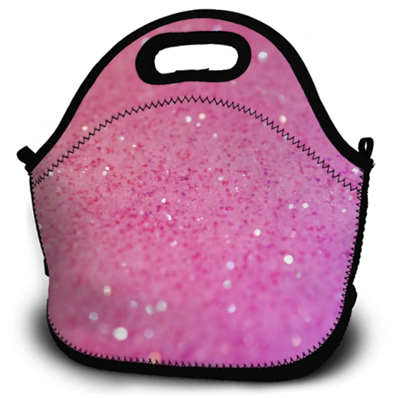 Insulated Lunch Bag for Boys & Girls - Reusable Bento Lunch Box with Handle for School, Office, Picnic & Beach - Pink Glitter Pattern | Keep Food Fresh for Hours
