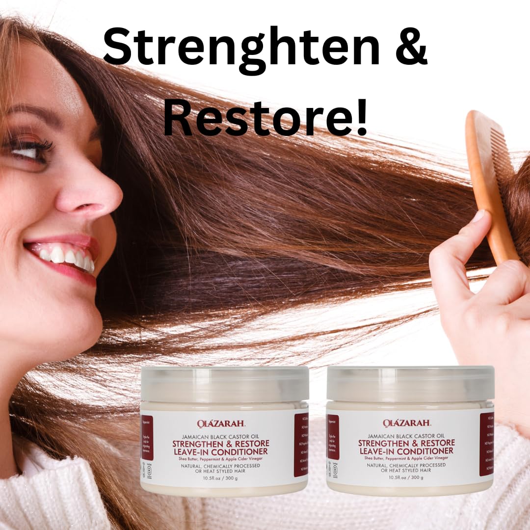 Jamaican Black Castor Oil Leave-in Hair Conditioner for Strengthening & Restoration - 2 Pack | Natural Hair Growth Treatment for Dry, Damaged & Curly Hair | Daily Moisturizer for Men & Women