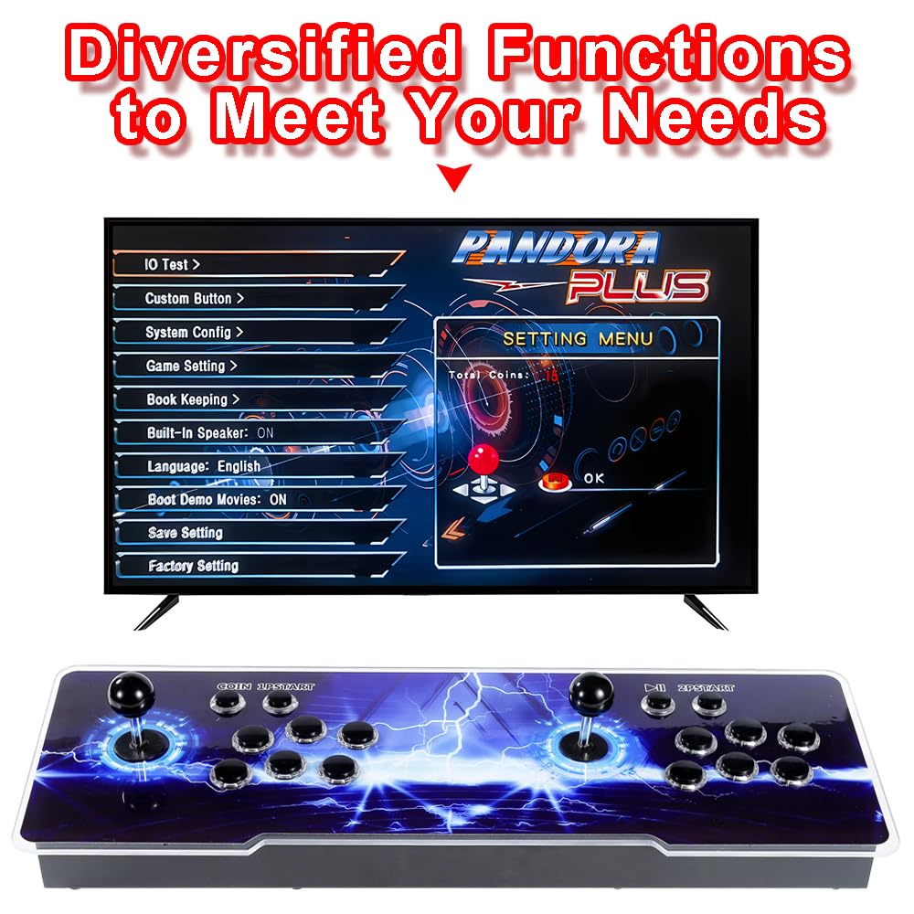 Arcade Games Console 26800-in-1 Retro Gaming System with 1280x720 HD, 3D Games, Search/Save/Hide/Suspend Features, 4-Player Multiplayer - Compatible with PC, Projector & TV (Thunder Edition) - Perfect for Home Entertainment, Parties & Retro Gaming Enthusiasts
