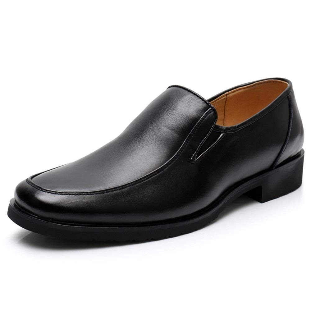 Premium Men's Leather Dress Shoes - Slip On Round Toe Cowhide Formal Shoes with Non-Slip Rubber Sole | Comfortable Business & Wedding Shoes for Office, Parties & Special Occasions
