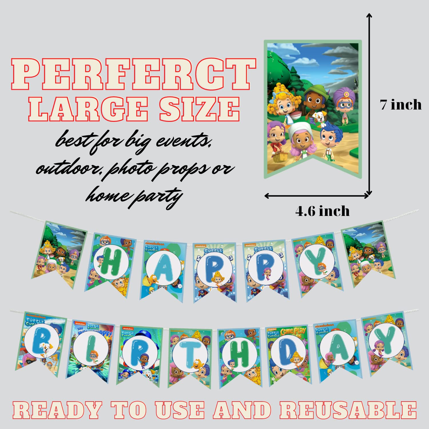 Nelton Bubble Birthday Party Kit - Backdrop, Banner, Cake Topper & Decorations for Kids Party