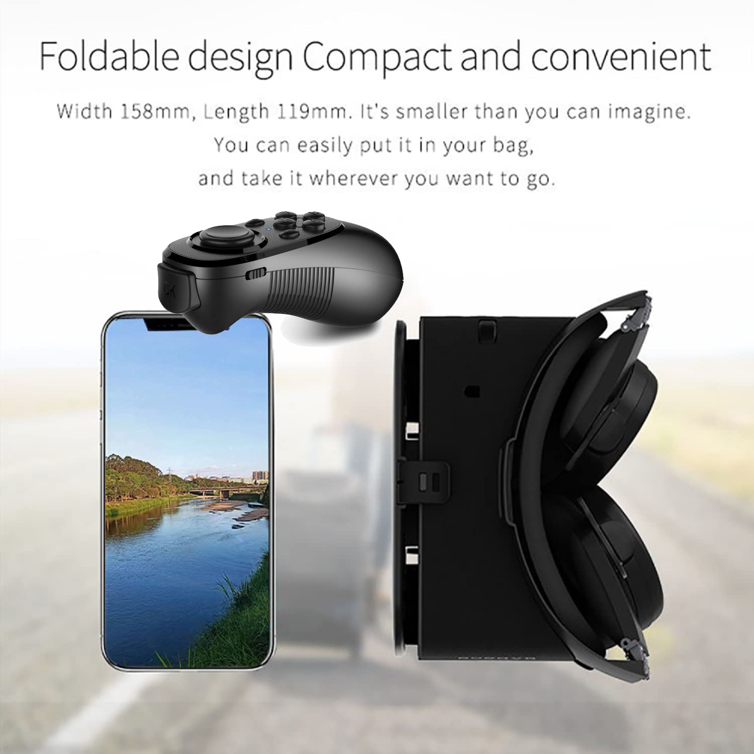 Best VR Headset for iPhone & Android - 3D Virtual Reality Glasses with Bluetooth Headset & Remote Controller | Immersive Gaming & Movie Experience (Black)
