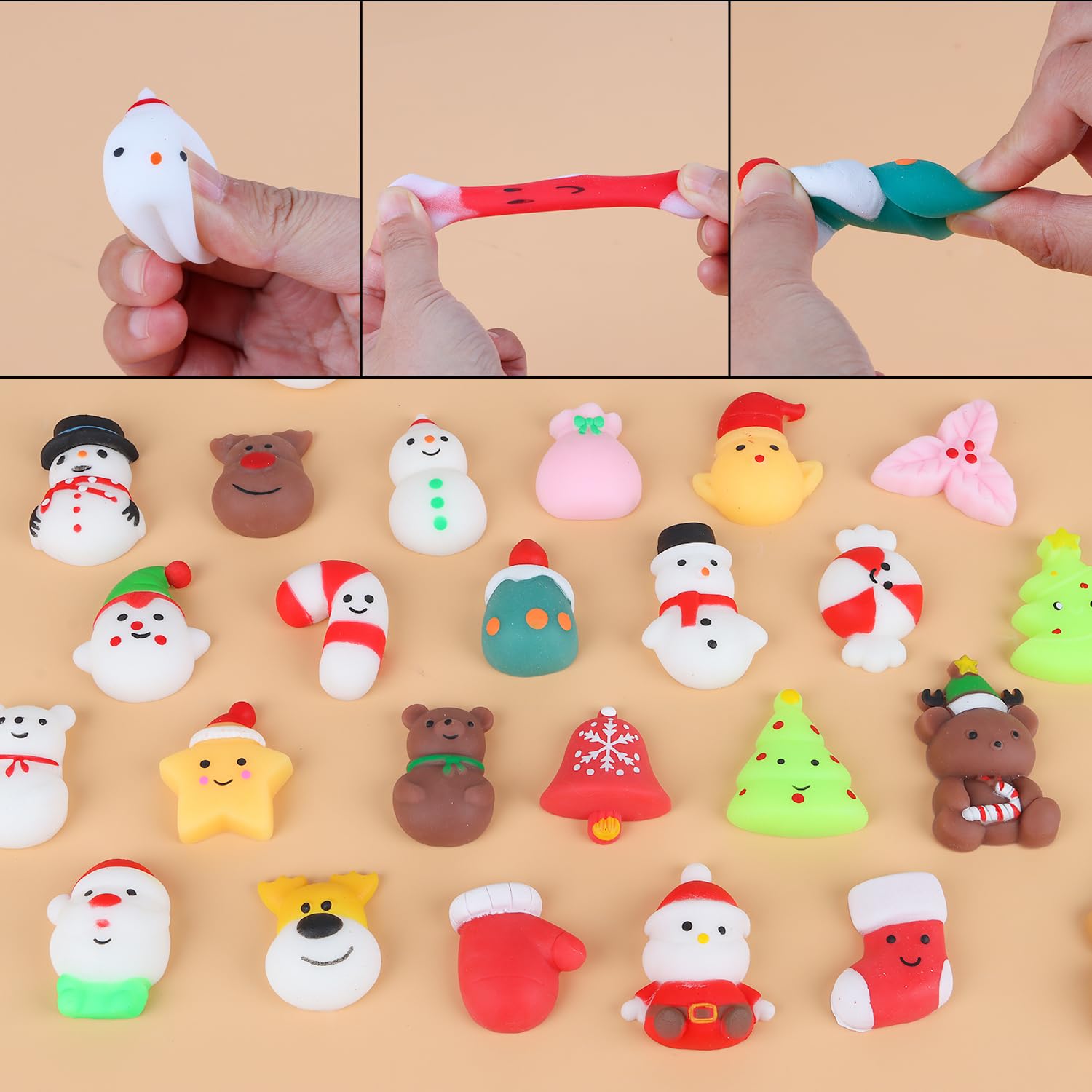 36 PCS Christmas Mochi Squishy Toys - Xmas Stress Relief Anxiety Toys for Kids, Party Favors, Stocking Stuffers & Gifts (Perfect for Holiday Parties, Classroom Rewards & Sensory Play)