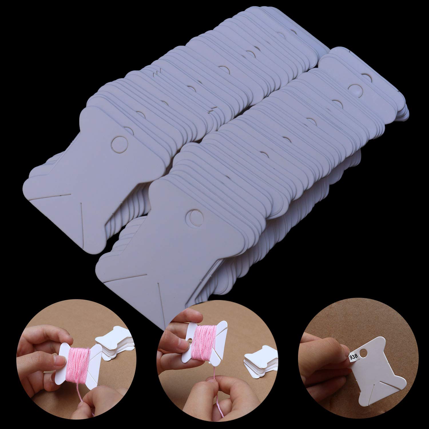 Embroidery Floss Bobbins - 165 White Cardboard Thread Organizer Cards for Cross Stitch & Crafts - Perfect for DIY Sewing, Needlework & Embroidery Projects